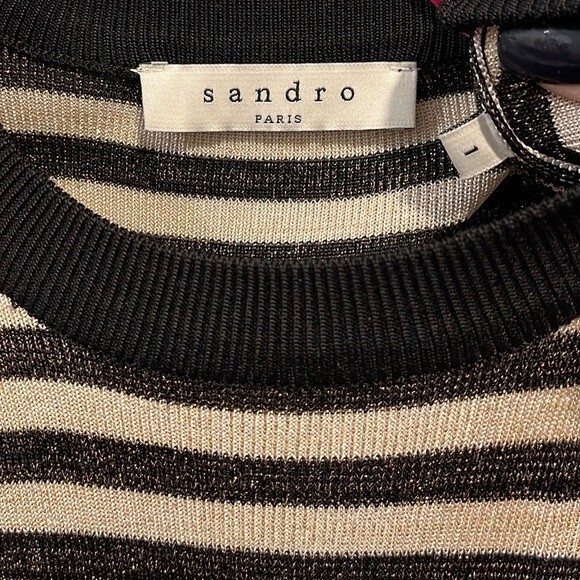Sandro “Redlake” metallic striped mini dress 1/S - Picture 5 of 6